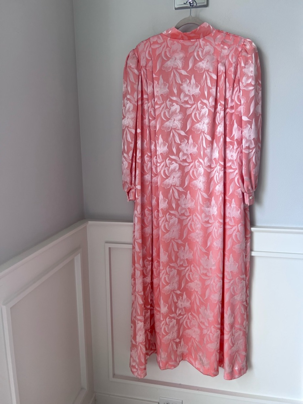 David Brown Pink Floral Jacquard Maxi vintage Dress